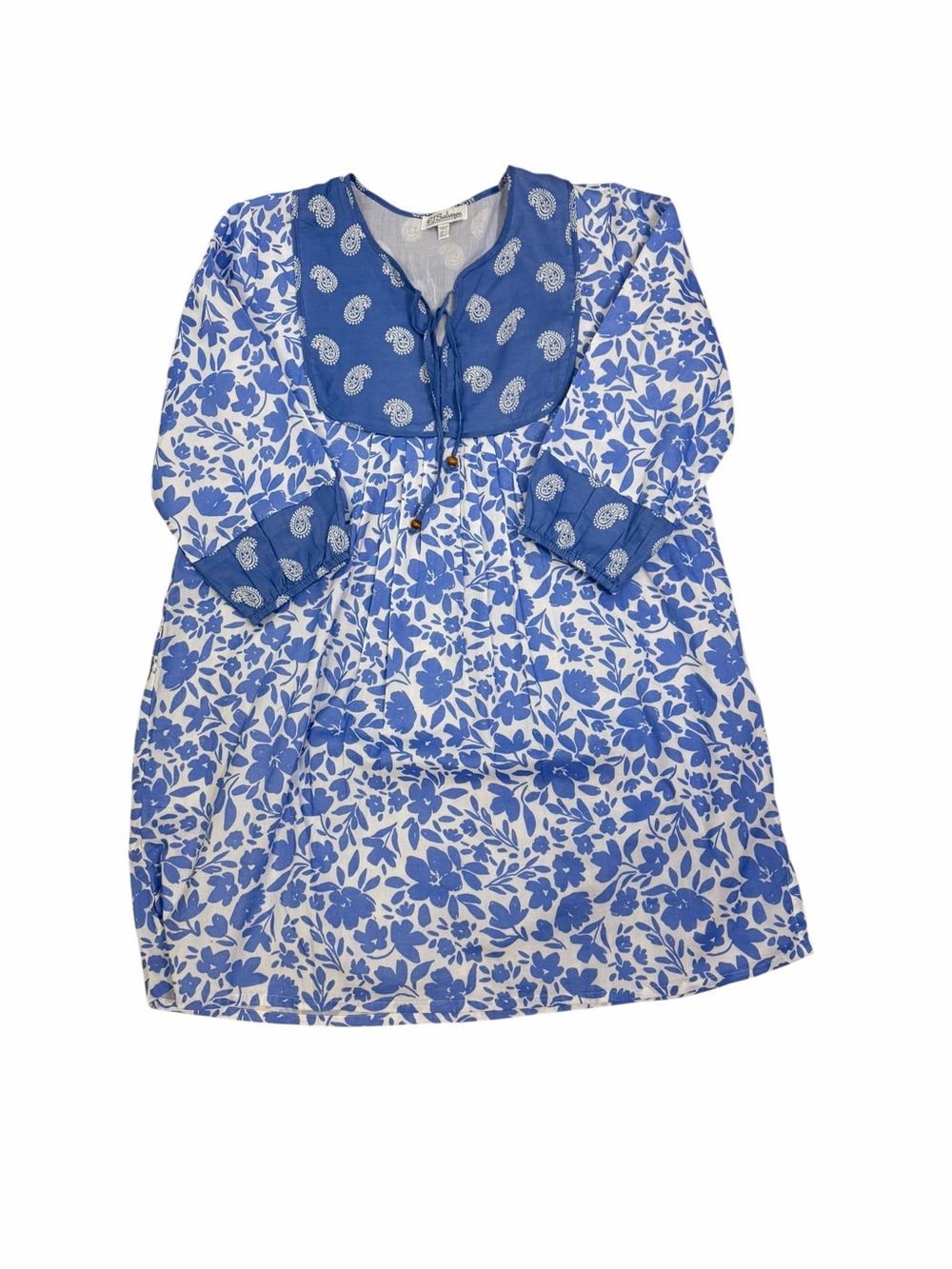 PJ Salvage Airy Cotton Voile Dress Blue White Floral Sleep Shirt Women Medium - Picture 4 of 6